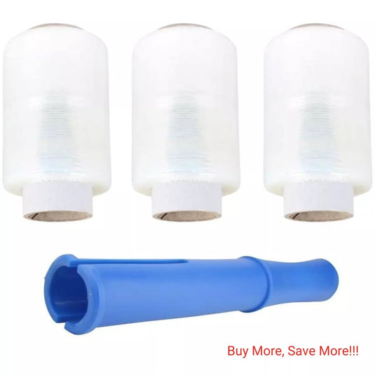 3 x Stretch Bundling Film Mini Wrap Clear 100mm x 165m - KC Outdoors