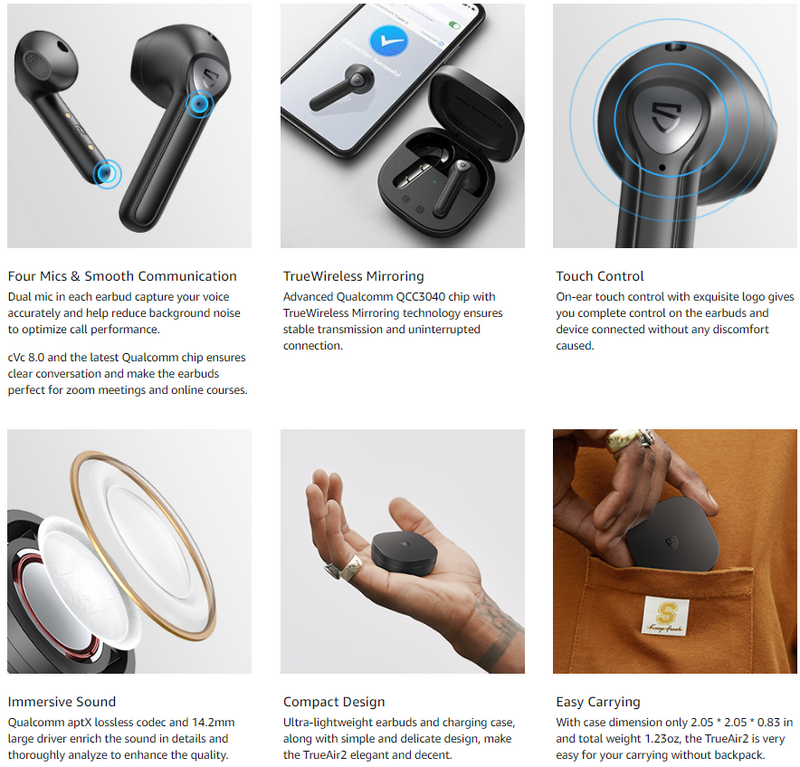 Load image into Gallery viewer, SOUNDPEATS TrueAir2 True Wireless Earbuds Bluetooth 5.2 Soundpeats