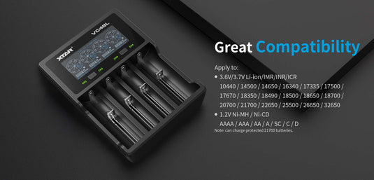 XTAR VC4SL 4 Cell Li-ion/NiMH Battery Charger with LCD Display Capacity Test XTAR