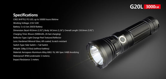 Klarus G20L 3000 lumen search light KLARUS