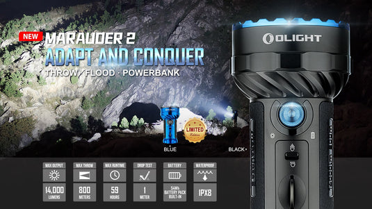 Olight Marauder 2 14000 lumen LED Torch 800m Spotlight and Floodlight KC Outdoors