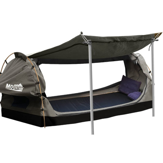 Mountview Double Swag Camping Swags Canvas Dome Tent Free Standing Grey - KC Outdoors