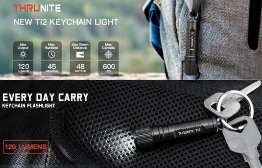 ThruNite Ti2 Tiny AAA Powered 120 Lumen LED Keychain Torch EDC Thrunite