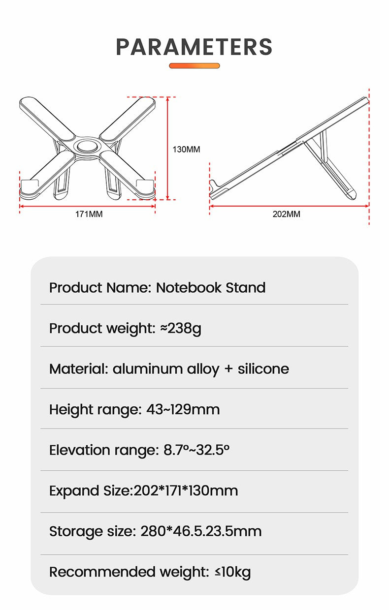 Load image into Gallery viewer, OZIDE Portable Laptop Stand Aluminum Alloy Foldable Computer Stand 10-16&quot; OZIDE
