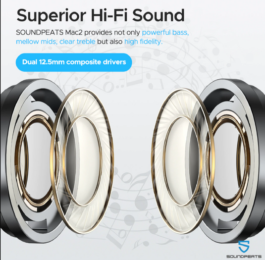 SoundPEATS Mac2 True Wireless Earbuds Dual Mic Noise Cancelling Soundpeats