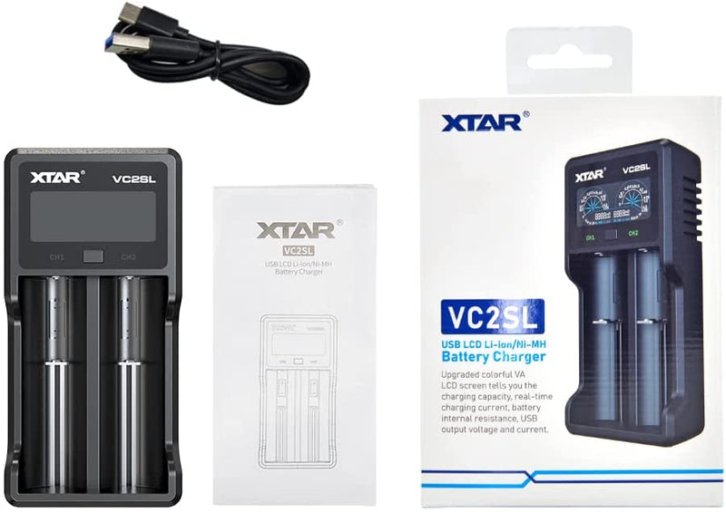 Load image into Gallery viewer, XTAR VC2SL 2 Bay USB-C Smart Battery Charger LCD Display XTAR
