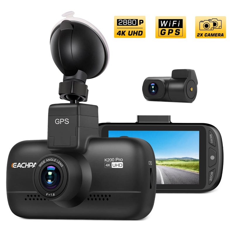 Load image into Gallery viewer, EACHPAI K200 Pro 4K Dash Cam UHD with Wi-Fi, GPS and Rear Camera Starvis Night Vision Car DVR Camera Eachpai
