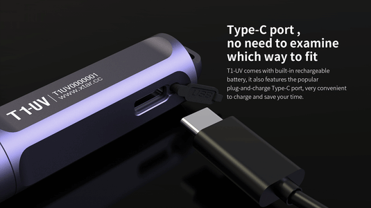XTAR T1 UV Keychain Light USB Type-C Rechargeable Battery XTAR