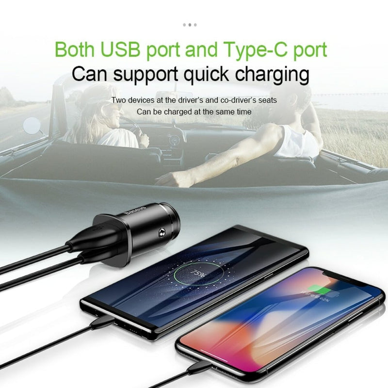 Load image into Gallery viewer, Baseus USB + Type-C PPS 30W Max Car Charger - Black KC Outdoors
