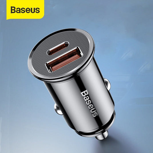 Baseus USB + Type-C PPS 30W Max Car Charger - Black KC Outdoors