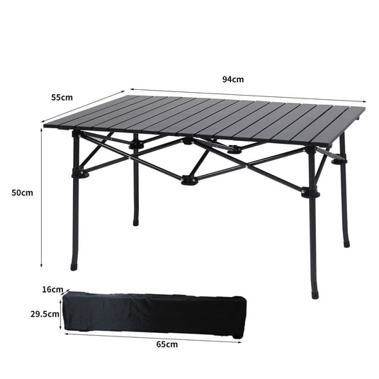 Levede Portable Folding Camping Table Aluminium Outdoor Picnic Garden Black KC Outdoors