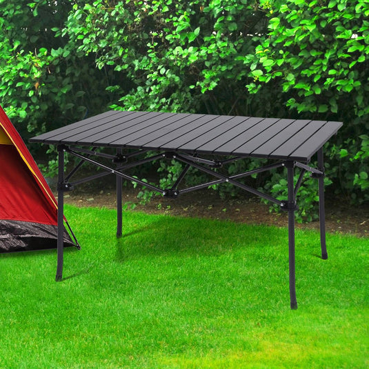 Levede Portable Folding Camping Table Aluminium Outdoor Picnic Garden Black KC Outdoors