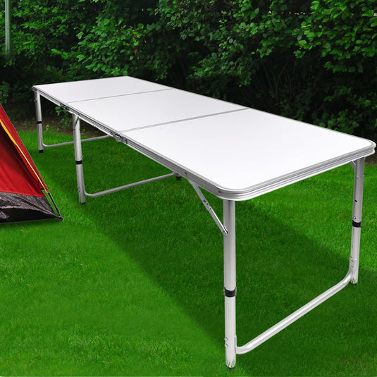 Folding Camping Table Aluminium Portable Picnic Outdoor Foldable Tables 180cm KC Outdoors