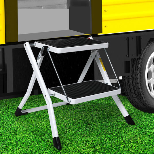 Double Folding Step Ladder Portable RV Accessories Ladder Camper Trailer Parts KC Outdoors