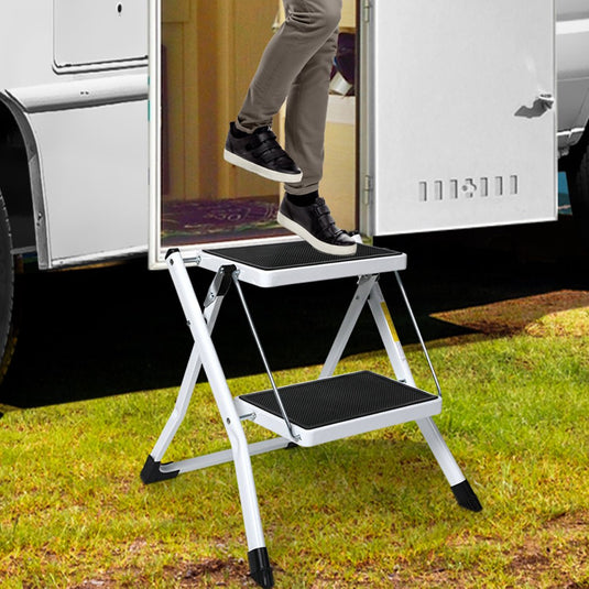 Double Folding Step Ladder Portable RV Accessories Ladder Camper Trailer Parts KC Outdoors