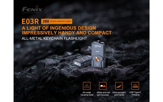 Fenix E03R Mini 260 lumen USB-C rechargeable keychain light - KC Outdoors