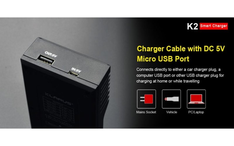 Load image into Gallery viewer, Klarus K2 USB Smart Battery Charger for LiFePO4, 3.7V/3.85V Li-ion, Ni-MH, Ni-Cd - KC Outdoors
