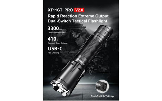 Klarus XT11GT Pro V2.0 3300 Lumen 410m Rechargeable LED torch - KC Outdoors