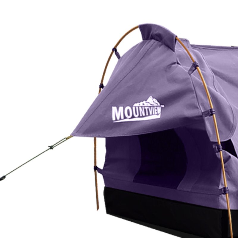 Load image into Gallery viewer, Mountview King Single Swag Camping Swags Canvas Dome Tent Hiking Mattress Purple - KC Outdoors
