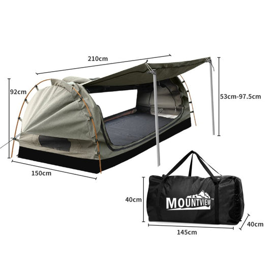 Mountview Double Swag Camping Swags Canvas Dome Tent Free Standing Grey - KC Outdoors