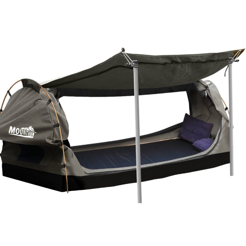 Load image into Gallery viewer, Mountview Double Swag Camping Swags Canvas Dome Tent Free Standing Grey - KC Outdoors
