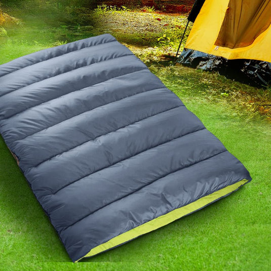 Mountview Double Sleeping Bag Bags Outdoor Camping Hiking Thermal -10â„ƒ Tent Grey - KC Outdoors