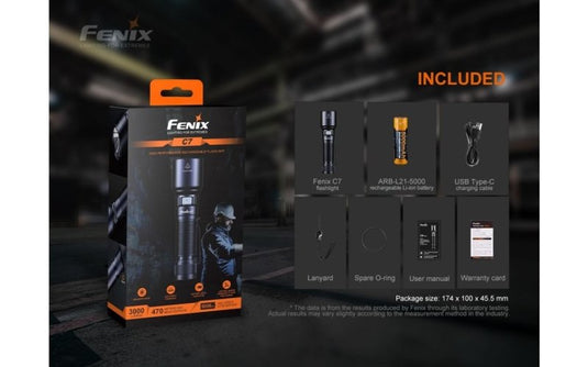 Fenix C7 compact 3000 lumen 470m rechargeable LED torch with magnetic base - KC Outdoors