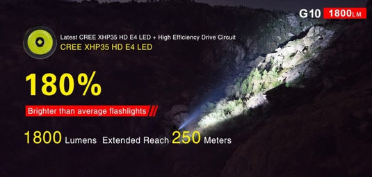 Klarus G10 1800 lumen LED torch - KC Outdoors