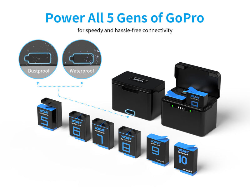 Load image into Gallery viewer, XTAR GP2 6700mAh 3A Fast Wireless Charging Box for GoPro Hero 10 Hero 9/8/7/6/5 XTAR
